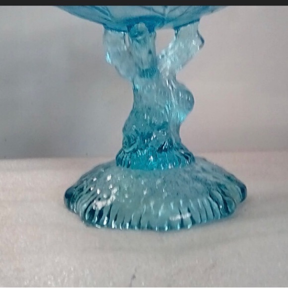 Vintage Ice Blue Oak Tree Trunk Compote - Picture 3 of 3